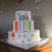 Tiered Graduation Cake 3-tiered graduation cake covered in fondant with fondant accents and wire spirals on the top.