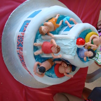 Swimming Pool,water Slide Made this for my daughter's 7th bday. she wanted a pool that had a water slide also. This was the design i came up with. All fondant...