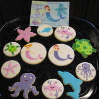 Under The Sea Birthday Cookies NFSC w/ Carmie00 icing, royal details, customer sent me the invitation which she designed from clip art purchased over the internet. She...