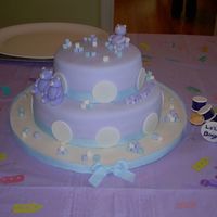 Lil Bongo I was asked to do a baby shower cake in lavender, blue and white. I designed the cake and made all of the decorations out of fondant: the...