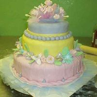 Simple Summer Shower Colorful rolled fondant cake I made while on a trip to Russia. We had to find glucose, but were able to make the entire thing from scratch...