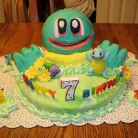 Squirtle Chocolate cake with rolled fondant frosting.