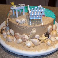 Chesapeake Bay Cake Iii Back side of cake with sand & white chocolate shells!!!