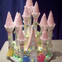 Princess Castle Cake Just finished this cake tonight for a birthday party tomorrow - used the Wilton Castle cake set, and it was definitely a bugger to work...