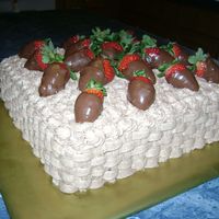 Chocolate, Chocolate Strawberries... chocolate cake with strawberry jam/cream cheese filling. Chocolate bc icing.