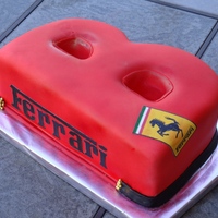 B Is For Ferrari... Carved 9x13 red velvet w/ IMBC. Covered w/ MMF. Edible image for Ferrari logos.