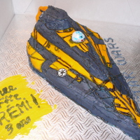 Star Wars Jedi Starfighter Cake made for my 3 years old boy who is in love with anything about Star Wars. He loved it, especially R2D2 !