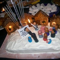 Public Menorah Lighting This cake depicts the scene of a Public Menorah Lighting on Chanukah. All of the Jewish people in the village are gathered around the giant...