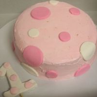 Smash Cake This smash cake was a 6" strawberry cake iced with buttercream and decorated with fondant polkadots. The 1 was made out of fondant...