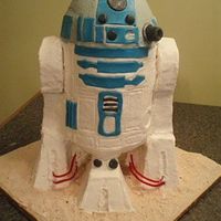 R2D2 Birthday Cake Hi - This is a cake I made for my nephew. He is a huge star wars fan and he loved it! BC/fondant