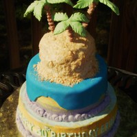 Tropical Birthday Cake Small tiered cake for 30th birthday. French vanilla with light chocolate icing filling and vanilla icing with fondant accents. Tiers are 8&...