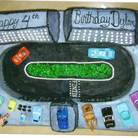 Cars This cake was for my son's birthday. It was several sheet cakes put together. Then I cut out the middle to make the race track.