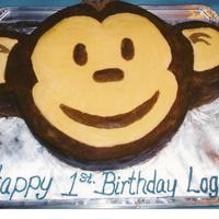 Monkey This was for my son's first birthday. The head was a 12" round cake and the ears were made in small pyrex bowls.