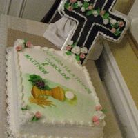 Twins' Communion All BC --Thanks to my brother, who helped me with an easel for the cross cake.