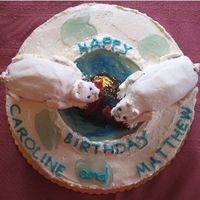 Twins' Polar Bear Cake Twins wanted a "brownie" polar bear cake. --Brownie cake and bears w/ BC, ice- boiled sugar, corn syrup and water. They loved it...