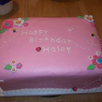 Flowers And Bugs B-Day Cake Snickerdoodle cake with cream cheese icing. Flowers, lady bugs and bees made of fondant. I tried something new this time where I piped the...