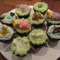 Cupcakes I made these for a collegue who was going on a family fishing trip and wanted a cupcakes with specific decorations for each of her family...