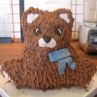 Bear With Blue Bow First try with my 3-D cuddly bear pan.