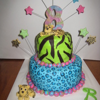 8Th Birthday Leopard & Zebra Cake For my daughter's 8th birthday. The cakes are buttercream with MMF accents. Zebra stripes are modeling chocolate and leopard spots are...