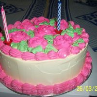 Buttercream Roses My first buttercream roses. I made this for my niece's bday. She was so happy. The roses didn't turn out well, though.