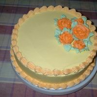 Orange Buttercream Cake I made this for a friend's bday. It was a last minute request that the cake is so simple.