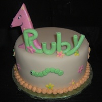 Ruby-1 this was done in fondant and gumpaste . The color combo was done to match her birthday dress.