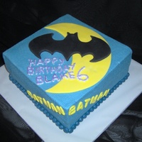 Blake's Batman chocolate with butter cream and fondant accent pieces.