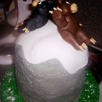 Mountain Cake I made this cake for my work. The bears are made out of fondant (my first time working with it). I used the betty crocker bake n fill pans...