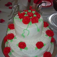 My First Wedding Cake This was a golden butter cake with buttercream icing and roses.