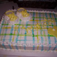 Baby Shower Cake White Buttercream painted with food color.