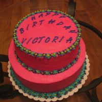 Hot Pink This cake was for a little girl's hello kitty. Moth er just wanted to put the hello kitty candle. Very simple. I used BC.