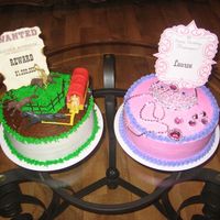 Cowboy & Princess Cakes I made these two cakes this past weekend for two children. They were brother and sister.
