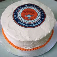 Auburn Groom's Cake This was for my brother's groom's cake. Red velvet with vanilla BC icing. Seal was done as edible image.