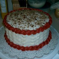 Red Velvet Cake This was just a practice cake- I was trying to teach myself the basketweave. It's red velvet with crusting cream cheese frosting.