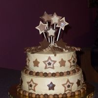 Wendy_Cake_001.jpg This is a cake I made for an engagement party. Her wedding colors are going to be cream and mocha. I used buttercream icing with fondant...