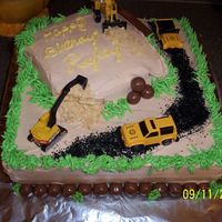 Construction Cake This is a construction site themed cake for a three year old boy's birthday.