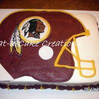 Redskin Helmet Groom's Cake I think the helmet is mediocre, but I really love how the transfer of the logo turned out! Makes up for the helmet!