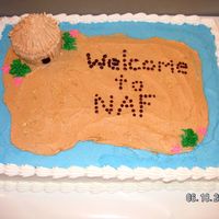 Welcome To Naf I spelled out the message so it looked like rocks on the beach of a desert island. This was made for someone throwing a luau party for her...