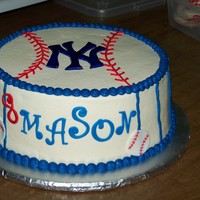 Masons Birthday Cake butter cake with white chocolate mousse and oreo filing. buttercream icing and fondant accents.