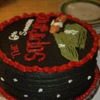 Sopranos This is the first cake on my own... To Celebrate the Sopranos Season. CHoco buttercream with Red Velv Cake. Very rich.