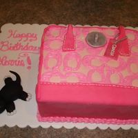 Coach Purse WOW did this cake take forever... I tried cutting the C's out of fondant and it didnt work so I traced them on and then went over with...