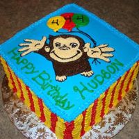 Curious George Birthday Cake Square cake designed after curious george birthday decorations. Matched the napkins perfect...