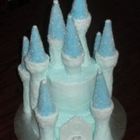 Cinderella Castle Wedding Cake ....for a very small wedding w/ a Christmas Disney Theme. 9" and 6" white cake. Towers were made of ice cream cones, RKT and...