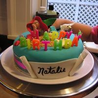 'little Mermaid' Cake This was my first attempt at figure modeling for cakes, and my niece wanted the Little Mermaid. My mom had already bought these candles...