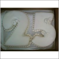 25 Birthday Cake Made this cake for my coworker the 2 is chocolate marble and the 5 is strawberry marble. With buttercream icing and covered with fondant...