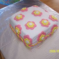 First Fondant Cake This is my first fondant cake. Although it is far from perfect, I was very pleased with it. My first fondant experience was a DISASTER!...