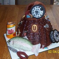 Fishing Cake fly fishing cake, everything is made from fondant and gumpaste.