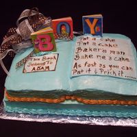 Book Cake For Baby Boy WASC with raspberry filling, for a baby boy "book" themed shower.