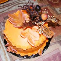 Cake For A Man This was a four layer boston creme cake. Iced in buttercream, and decorated with gumpaste leaves.