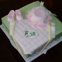 Baby Shower Cake My friend is adopting from China, thus, the name on the cake. The cake is my "Wedding Cake" flavor, filled with BC (due to time...